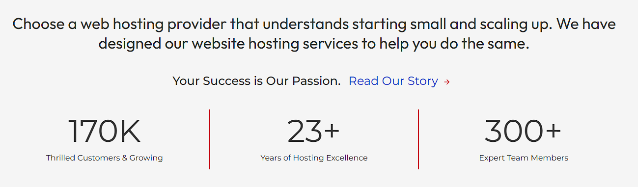 Example of Sales Data on InMotion Hosting's Website